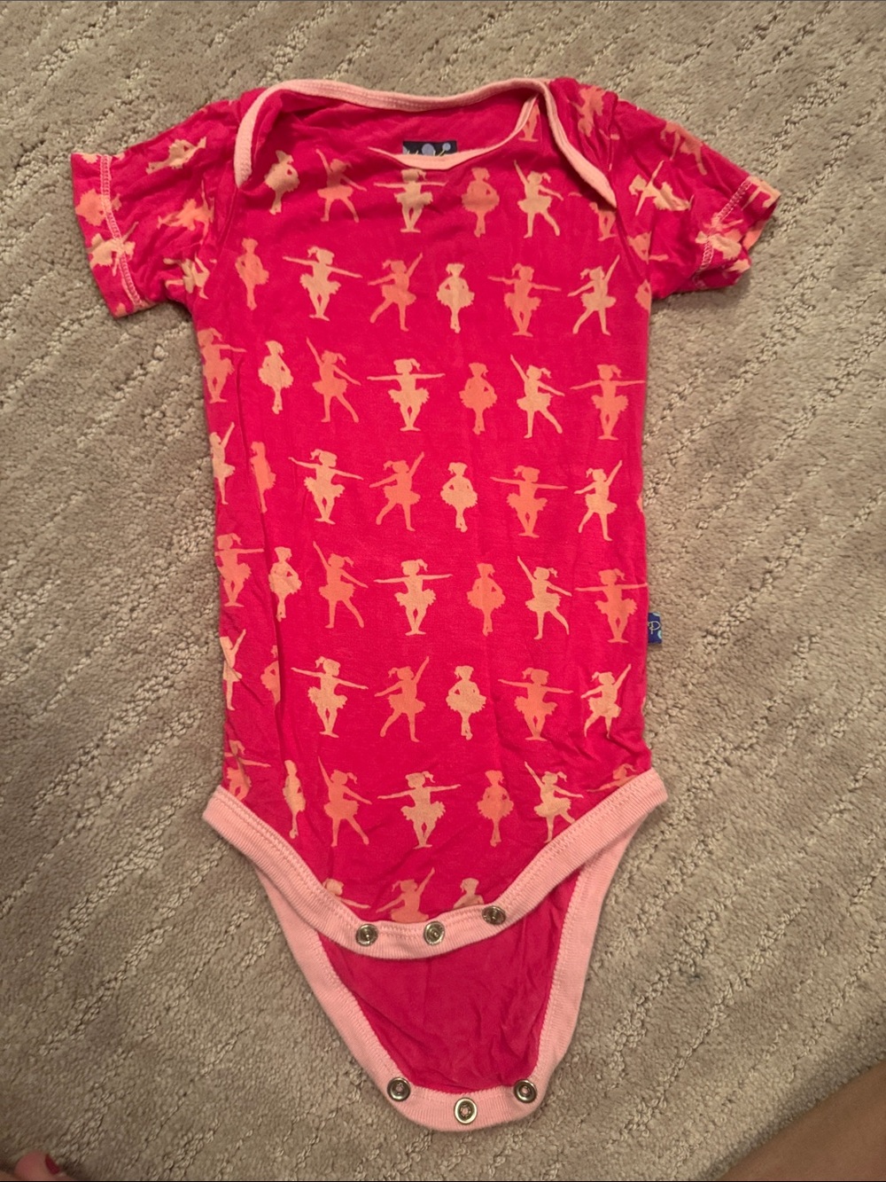 Kickee Pants Hot Pink One-Piece Bodysuit with Peach Dancer Print